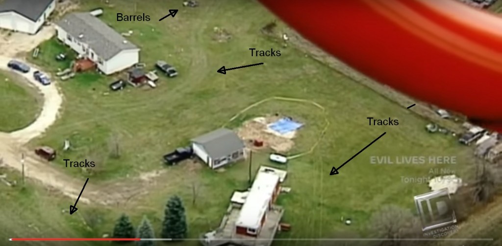 From Information Discovery TV program. Aerial shot from after bone discovery (blue tarp)